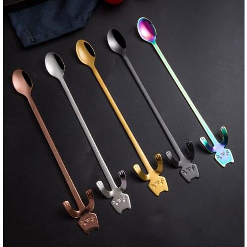 Creative Cat Coffee Spoon 304 Stainless Steel Dessert Spoon Children Eating Spoon Coffee Stirring Spoon Coffeeware