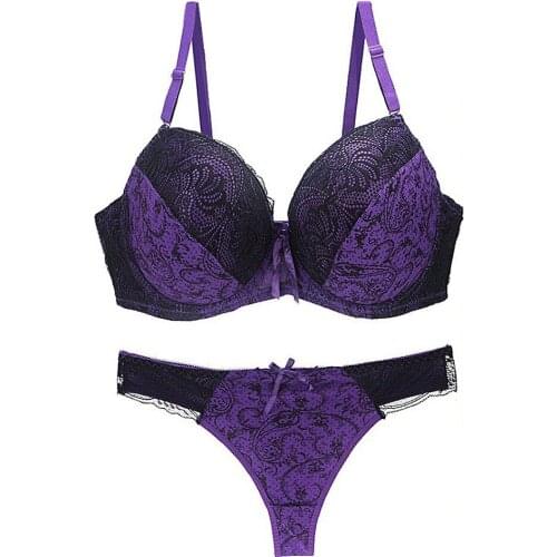 Top Brand Embroidery Women Bra Set Large Size Brief Sets Cotton Sexy Push Up Lace Underwear Big Panty Set BCDDDE 3436384042