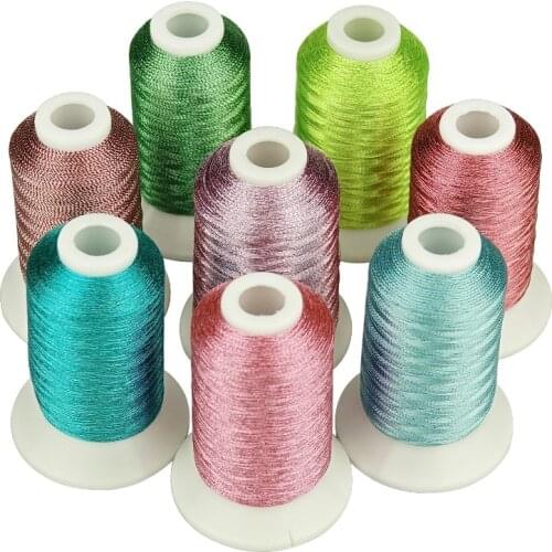 Metallic thread for embroidery 8 Bright Candy colors as machine /hand embroidery threads