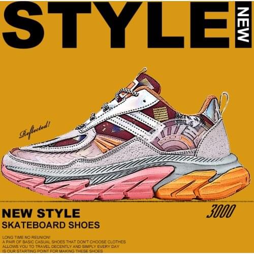 Mens shoes spring 2021 new Transformers reflective color matching cool ins catwalk net red explosive sports shoes