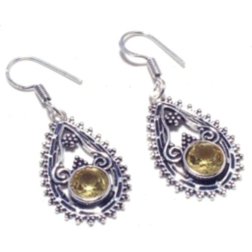 Citrine Silver Overlay on Copper Earrings , 47 mm , E4646