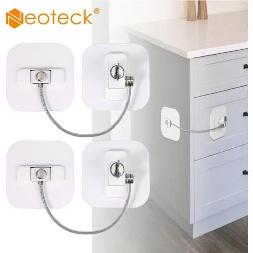Neoteck 2 Pcs Black White Safety Child Mini Lock Fridge Door Refrigerator Cabinet Drawer Tools safety lock