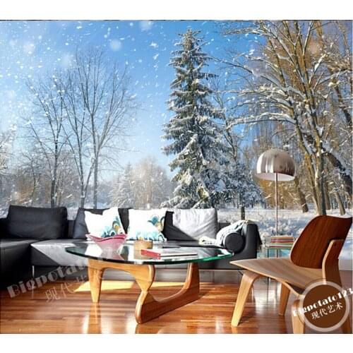 Custom 3D large murals,3D beautiful snowy forest natural wallpaper, living room sofa TV wall children bedroom papel de parede