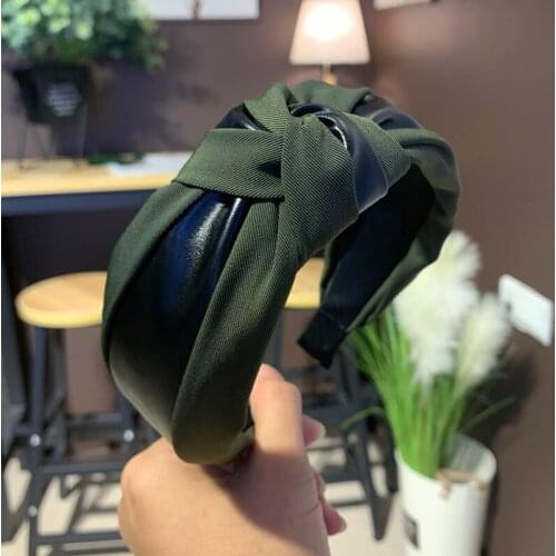 Fashion Women Hairband PU Patchwork Striped Headband Elegant Hair Band Hoop Casual Adult Hair Accessories Girls Headbands