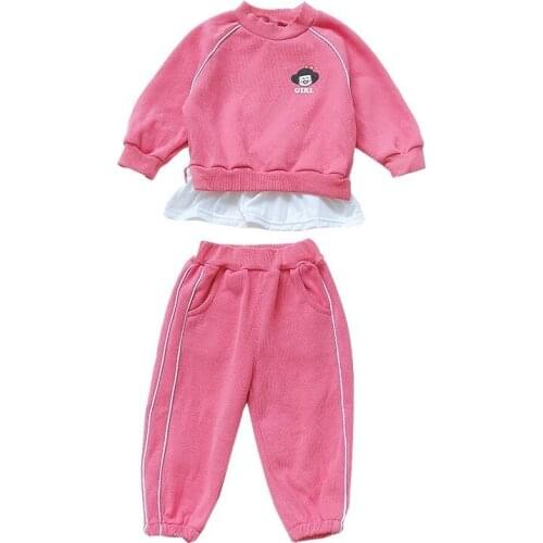 2020 Autumn Casual Long-Sleeved Sweater 2Pcs Clothing Sets Cute Cartoon Costume For Girls Cotton Childrens Tracksuit Kids Suit