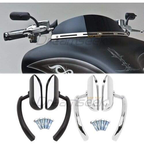 Pair Motorcycle Rearview Mirrors Universal Rear View for Harley Sportster Dyna Mini Oval Side Mirrors Black / Chrome Accessories