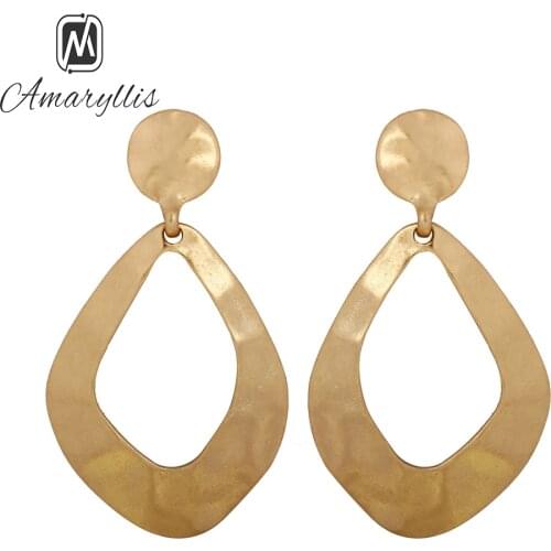 Amaiyllis Europe Metal Rhombic Earrings Geometric Pendant Matte Gold Earrings Clothing Accessories Retro Ear Jewelry Earrings