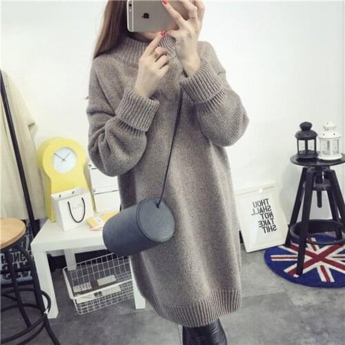 Autumn And Winter Women New Students Loose Sweater Lazy Wind High Collar Korean Thicken Pullover Ladies Fashion Long Jumper M391
