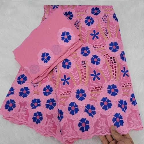 7yard Swiss lace fabric 2021 latest heavy beaded embroidery African 100% cotton fabrics Swiss voile lace popular Dubai style