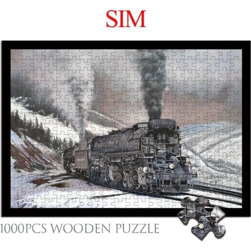 Sim wooden Puzzles 1000 Pieces trains Pattern Pictures Puzzles Toy Jigsaw Educational Toy For Adult Children Educational Toy
