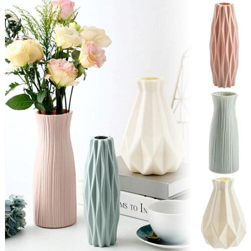 Modern Shatterproof Vase PE Plastic Vase Imitation Ceramic Flower Pot Flower Basket Flower Vase Home Living Room Decoration