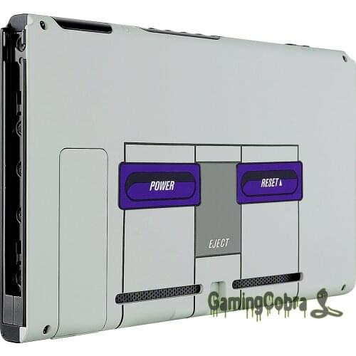Soft Touch Grip Classics SNES Style Console Back Plate DIY Replacement Shell Case with Kickstand for Nintendo Switch Console