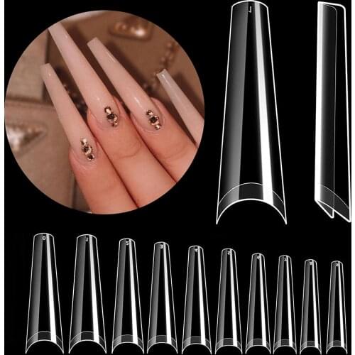 Extra Long Fake Nails French XXL Coffin Nail Tips 12 Sizes 500PCS/bag