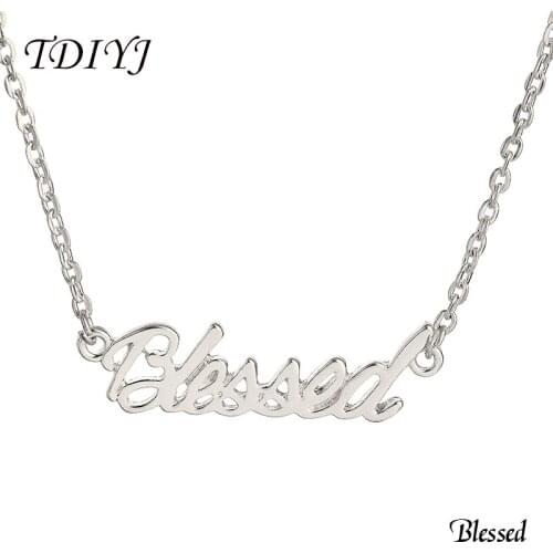TDIYJ 5Pcs Newest Blessed Letters Word Necklace 17inch Choker Collares for Women Jewelry Accessories