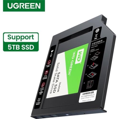 UGREEN HDD Caddy 9.5mm SATA to USB 3.0 for 2.5" External Hard Drives for Laptop DVD-ROM Optical Bay 5TB HDD SSD Case Caddy