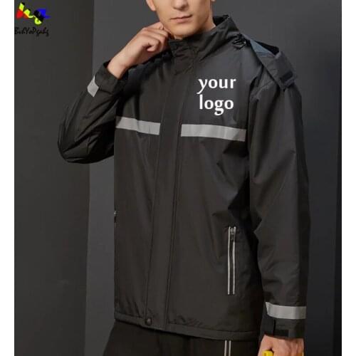Custom logo outdoor men and women Plush reflective windbreaker jacket printed logo picture text outdoor work top