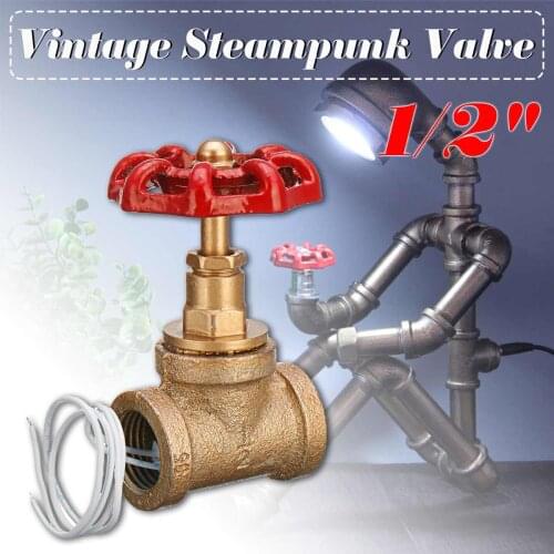 1/2 Inch Red Handle Stop Valve Light Switch With Wire For Water Pipe Lamp Vintage Lamp Style Vintage Table Lamp