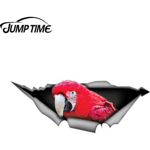 Jump Time 13cm x 4.8cm Red macaw parrot decal 3D Pet Graphic Vinyl Decal Car Window Laptop Bumper Car Stickers