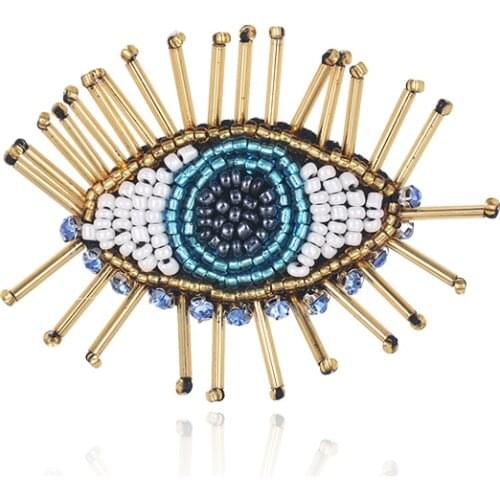 WEIMANJINGDIAN Brand New Arrival Fabric and Beads Eye Pins Brooches for Women Garment Accessories