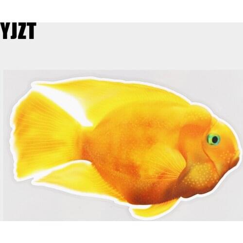 YJZT 17.5×10.6CM Golden Parrotfish Fashion Body Scratch Decoration Animal Car Sticker 21A-0963