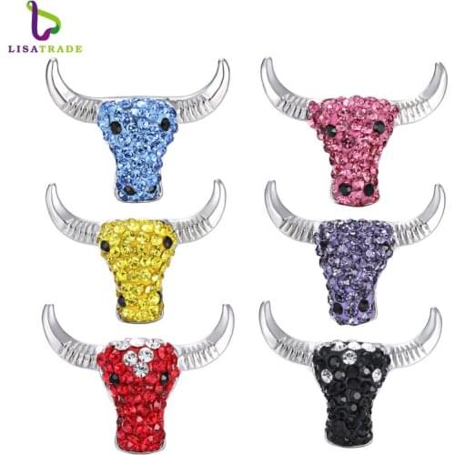 Snap Jewelry 5PCS "Cattle" Rhinestone Delicate snap button fit for Snap Button Bracelet and Pendant LSSN024*5--LSSN024-6*5