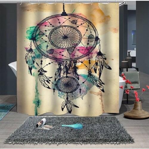 Custom Made Shower Curtain Bathroom Curtain Partition 1.5 x 1.8m 1.8 x 1.8m 1.8 x 2m Bohemian Tassel Wind Chimes
