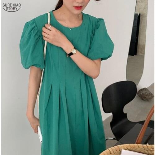 Vinatge Elegant Women Long Dress 2021 New Summer Loose Party Dress Korean Puff Sleeve Maxi Female Dresses Vestidos 15093