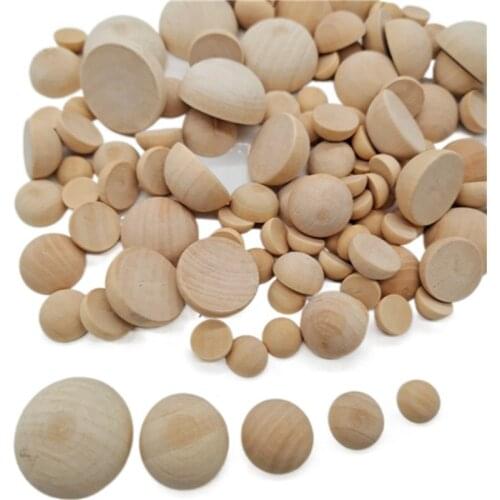 Julie Wang 10-100PCS 12-30mm Unfinished Half Wooden Balls Beads Natural Wood Hemisphere For Jewelry Making Accessory