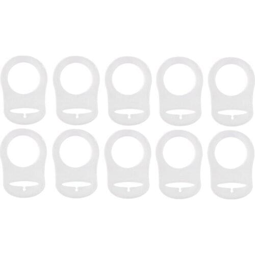 10 pcs Button Silicone Ring Mam Pacifier Holder Mannequin Clip Adapter Transparent
