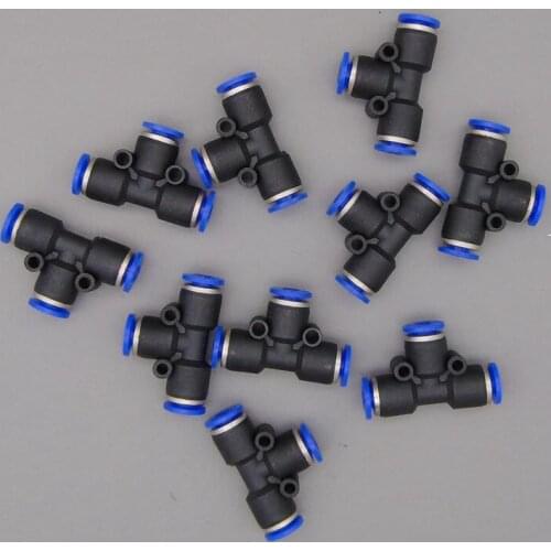 Free shipping 10Pcs Pneumatic 6mm to 6mm T Shaped Quick Fitting Connector PE-6 PE1/4