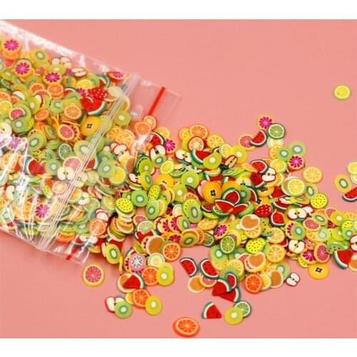 Soft pottery 1000pcs Fruit slices Filler For Nails Art Tips Slime Fruit For Kids Lizun DIY slime Accessories Supplies Decoration