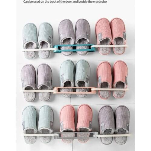 3 in 1 Shoes Rack PP Sandals Slippers Hanger Wall Mounted Folding Adhesive Towel Storage Shelf for Home Bathroom Storage Tool