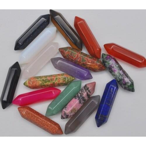 35x8MM Mixed Stone Cabochon CAB GEM Crystal Pillar Jewelry Pendant Making (5 pcs/lot) H219