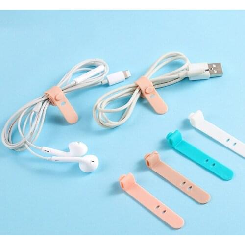 4Pcs Cable Earphone Cord Winder Silicone Strap Hook Winder Cartoon Cable Winder Fixed Clip For Charger Data Cable Protective
