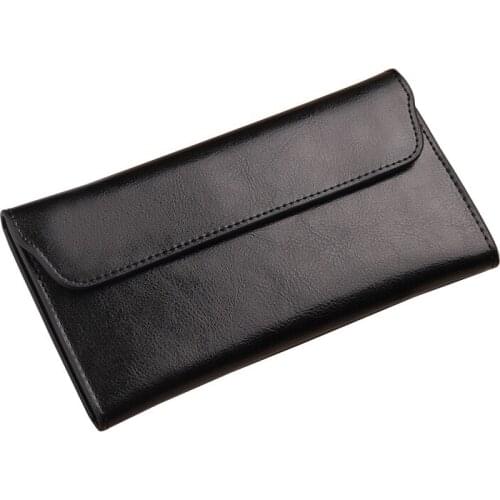 8PCS / LOT New Famou Brand Long Wallet Women Split Leather Hasp Simple Business Thin Card Wallet Clutch Purse
