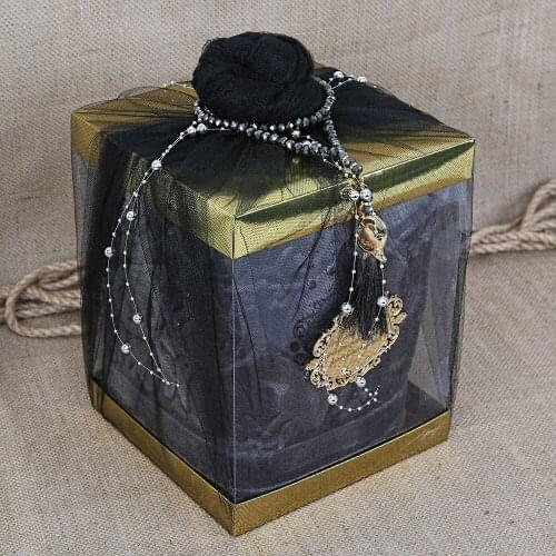 Acetate Boxed Plush Prayer Rug and Crystal Rosary Gift Set Set FREE SHİPPİNG