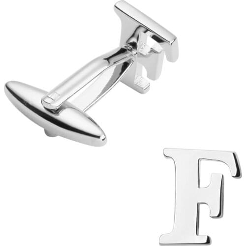 Free delivery, high quality copper material cuff links, brand new fashionable silvery F letter cuff links, mens wedding gifts