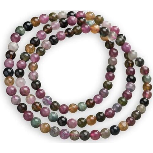 3 Lap 4.5-5mm Natural Mix Tourmaline Bracelet Natural Stone Bead Quartz stretch Bracelet