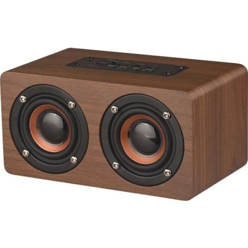 Wood Alarm Clock Bluetooth Speaker Wireless Phone Talking Computer TV TF Card LED Display FM Radio Home Desktop Subwoofer