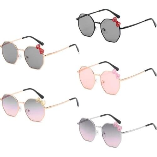 Children Glasses Polygonal Metal Colorful Cool Bow Kids Sunglasses 2XPC