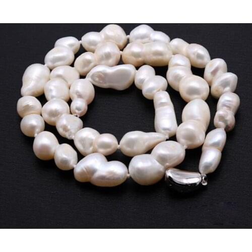 Fine Baroque Necklaces For Women White Gourd shaped Baroque Pearl Natural Unique Freshwater Pearl Necklace 18 inches