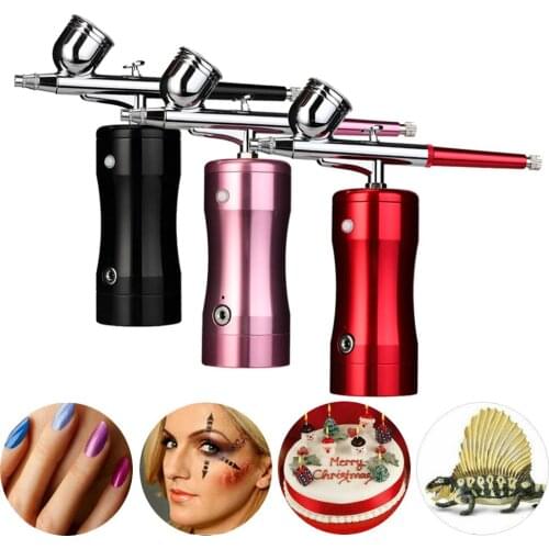 Dual Action Airbrush Kit Compressor Portable Air Brush Paint Spray Gun For Nail Art Desgin Tattoo Cake With EU Adapter