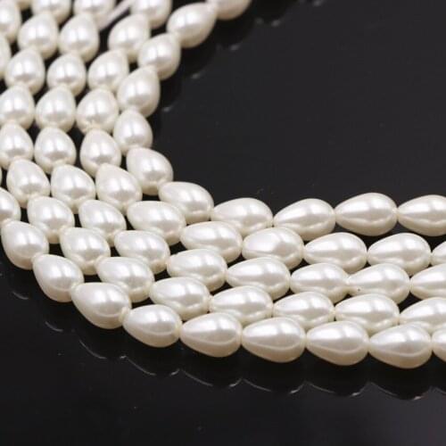 Cream White Simulated Pearl Beads for Jewelry Making Water Drop Glass Loose Pearls Pear Shape DIY Necklace Bracelet 16inch A600