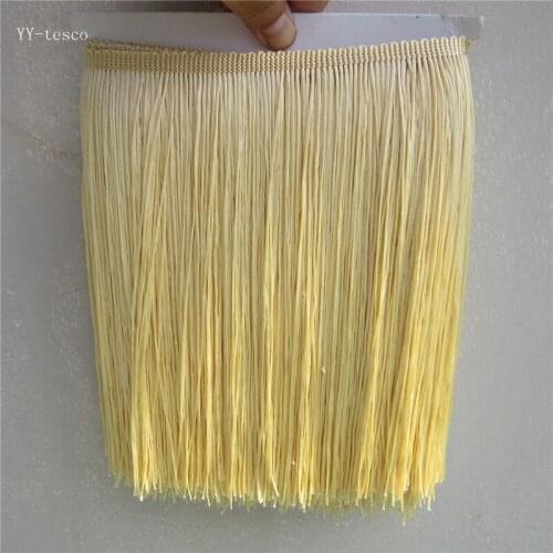 5Yards 25cm Wide Lace Fringe Trim Tassel Beige yellow Fringe Trimming For DIY Latin Dress Stage Clothes Accessories Lace Ribbon