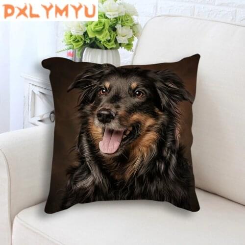 Square 18" Throw Pillow French Large Dog Printed Decorative Cushion Sofa Back Cushion Pillowcase Living Room Decor