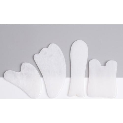 Face Care Massage Guasha Tool Natural White Jade Crystal Mineral Stone Neck Body Eye Massager Health Skin Beauty Scraper Detox