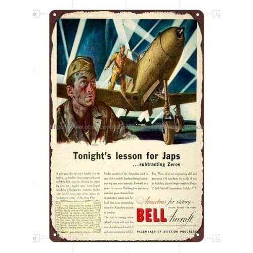 Metal sign wall sign wall decorative plaque art collection 1943 Ad ww2 Bell Airacobra Aircraft Plane Stohl Zeros Allied