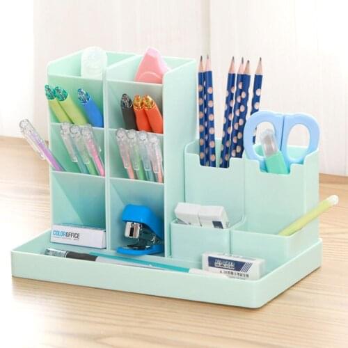 Large Capacity Cute Desk Accessories Inclined Pen Holder Pencil Storage Box Desktop Organizer Stand School Office Stationery