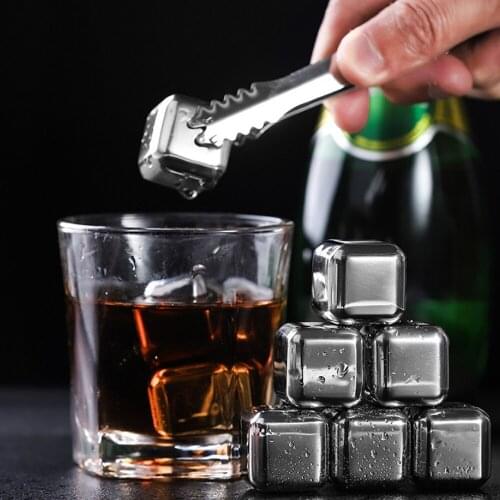 Reusable Ice Cubes Chilling Stones with Tongs & Freezer Storage Tray for Whiskey Wine Ice cubes for juice
