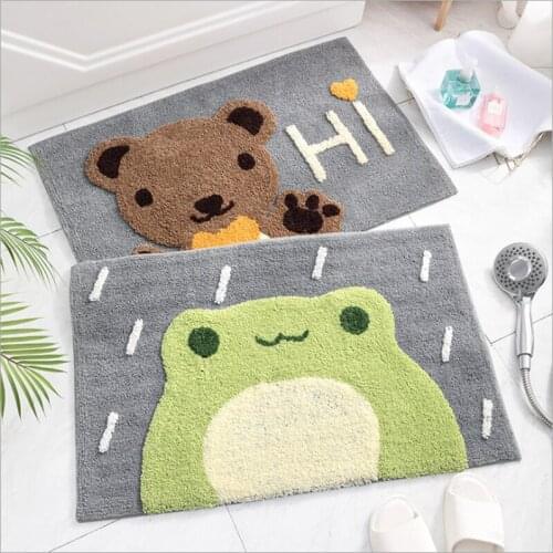 Cartoon Home Velvet Floor Mats Kitchen Bathroom Mat Quick Water Absorption Non-Slip Mats Soft Double Layer Entrance Door Mat